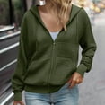 thumbnail image 2 of Aboser Womens Zip Up Hoodies Waffle Knit Y2K Sweatshirt Jacket Cozy Fall Casual Long Sleeve Hoodie Jackets Loose Fit Drawstring Sweatshirts with Pockets Army Green M, 2 of 9