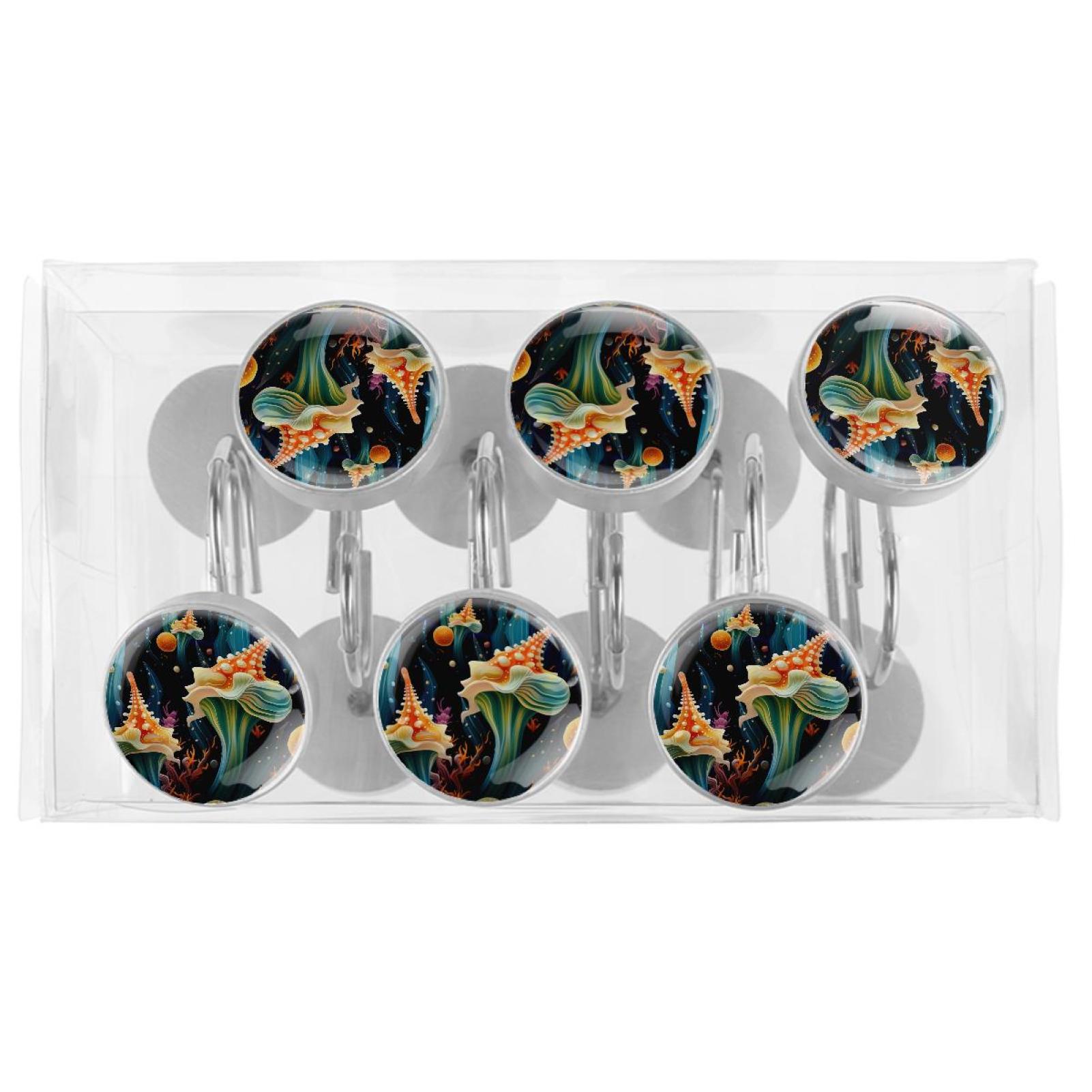 HemaKayy 12 Pcs Decorative Shower Curtain Hooks - Stainless Steel Rings for Bathroom Décor - Easy Glide & Secure Hold - Perfect Decoration for Bathroom Shower Rods - Ocean Sea Slug