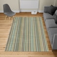 thumbnail image 2 of Geometric Turkish Area Rug, Retro Vertical Bands Wavy Striped Lines Hand Drawing Abstract Illustration, Soft Carpet for Living Room Decor with Distressed Look, 5.2' X 7.6', Peacock Green, by Ambesonne, 2 of 4