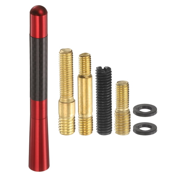 Uxcell Car Short Antenna Carbon Fiber Aluminum Universal Replacement Auto Radio Antenna (4.7", Red) - Conductive & Waterproof, for Cars RVs SUV Trucks