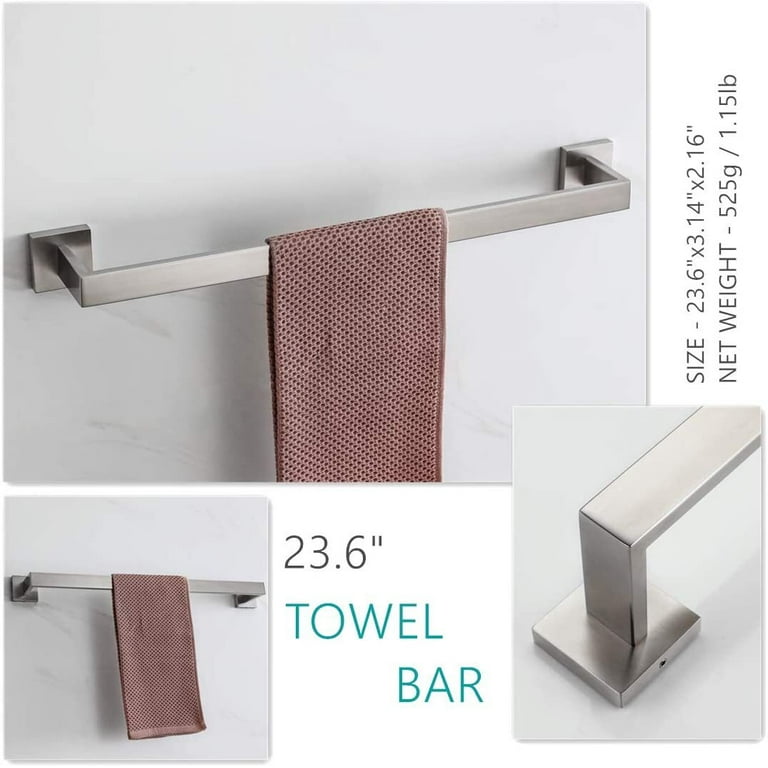 Matte Black Bathroom Accessories Set, 4-Piece Wall Mounted Towel Bar Set  Towel Racks for Bathroom Heavy Duty, 23.6 Inch