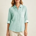 thumbnail image 4 of Women's Striped Button Down Shirt Long Sleeve Business Dressy Casual Blouses Classic Collared Work Outfits Clothes, 4 of 9