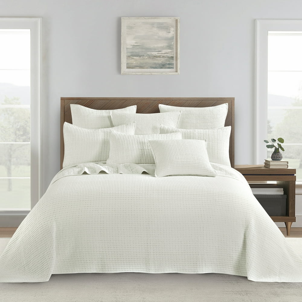 Levtex Home Mills Waffle Queen Bedspread Set Cream Cotton Waffle