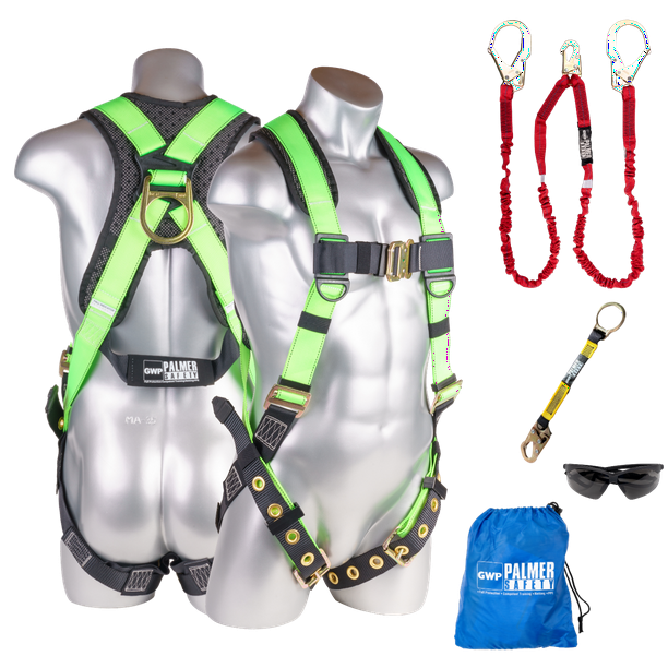 Palmer Safety Fall Protection Safety Harness Kit I 5pt Full Body, 6