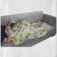 thumbnail image 6 of Green and Pink Soft Flannel Fleece Blanket, Doodle Style Random Wavy Stripes with Big Small Spots Kids Art Theme, Cozy Plush for Indoor and Outdoor Use, 60" x 80", Green Pink White, by Ambesonne, 6 of 6