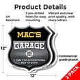 thumbnail image 2 of Mac's Garage I Can Fix Everything But Stupid (2 Pack) 12 inch X 12 inch Shield Shaped Commercial Grade Plastic Signs To last, Gift for Dads and Uncles Classic Americana Crafted in the, 2 of 7