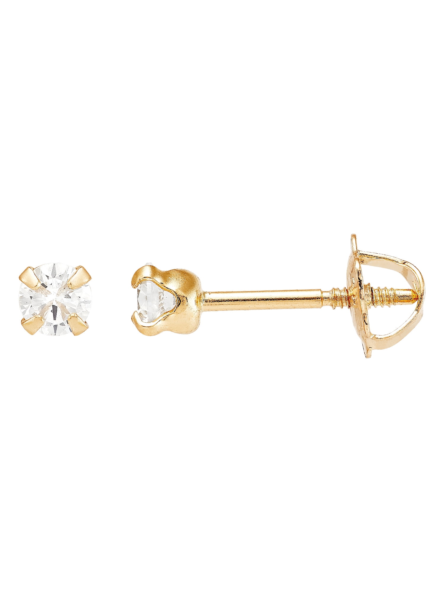 Brilliance Fine Jewelry Cubic Zirconia Studs,Cross,Heart Studs Set in 10K Yellow Gold