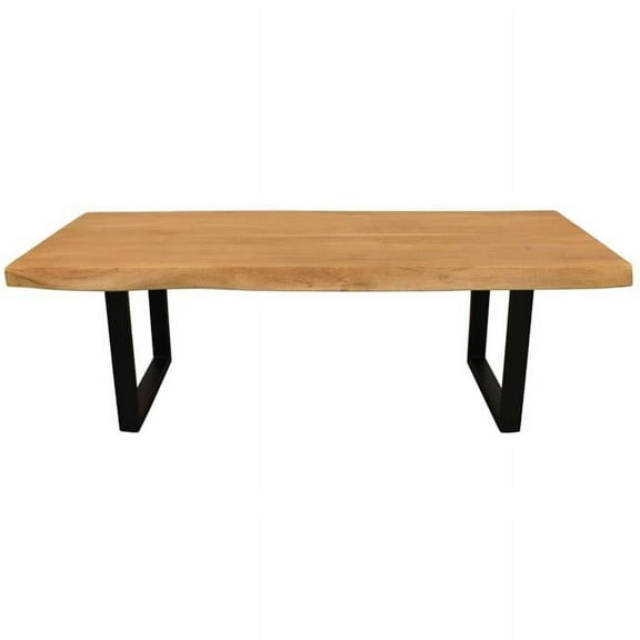 HomeRoots 569546 59 in. Natural & Black Solid Wood & Iron Live Edge Coffee Table