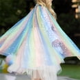 thumbnail image 3 of RUINIXCW Toddler Girls Fairy Princess Costume Kids Princess Cape Tulle Capes Costume Tie-up Sparkling Sequins Cloak Halloween Stage Dress Up Clothes, 3 of 6