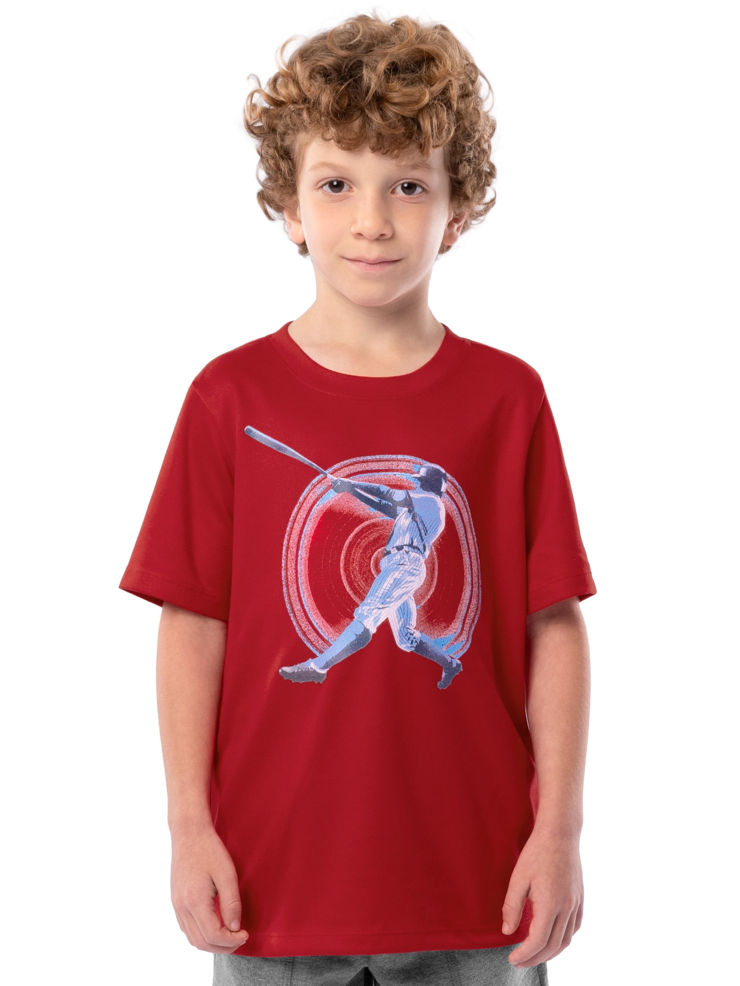 Athletic Works Boys Active Solid and Print Short Sleeve T-Shirts, 3-Pack, Sizes 4-18 & Husky