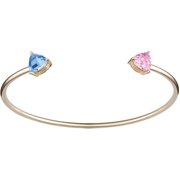 Personalized Planet Couple's Gold-Plated Trillion-cut Birthstone Bangle Bracelet