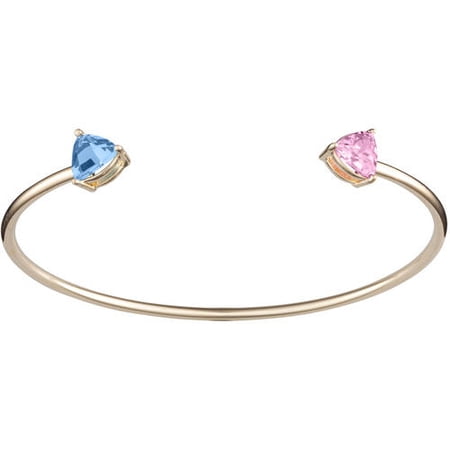 Personalized Planet Couple's Gold-Plated Trillion-cut Birthstone Bangle Bracelet