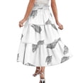 thumbnail image 5 of Women's Floral Print Maxi Skirt, High Waist Drawstring Tiered Flowy Skirt, Lightweight Boho Skirt for Beach, Music Festival and Summer,White,M, 5 of 7