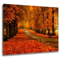 NEONWE Autumn Forest Canvas Wall Art Fall Orange Maple Leaves Tree Field Landcape Prints Posters Living Room Decor Modern Home Art Bedroom Bathroom Office Wall Decor