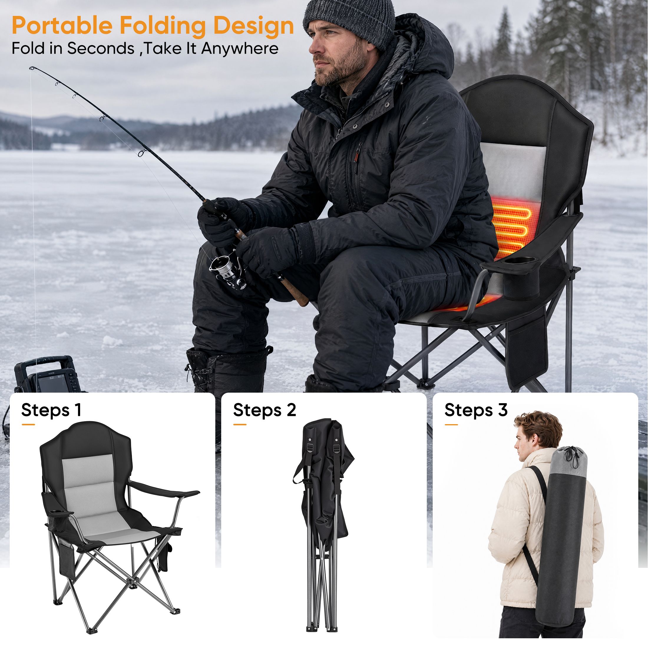 EDX Oversized Heated Camping Chair with Dual Zone Heating photo 2