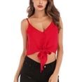 thumbnail image 4 of Mujeres Verano Crop Tank Tops Chaleco Botón Playa Cami Ropa Rojo s, 4 of 9