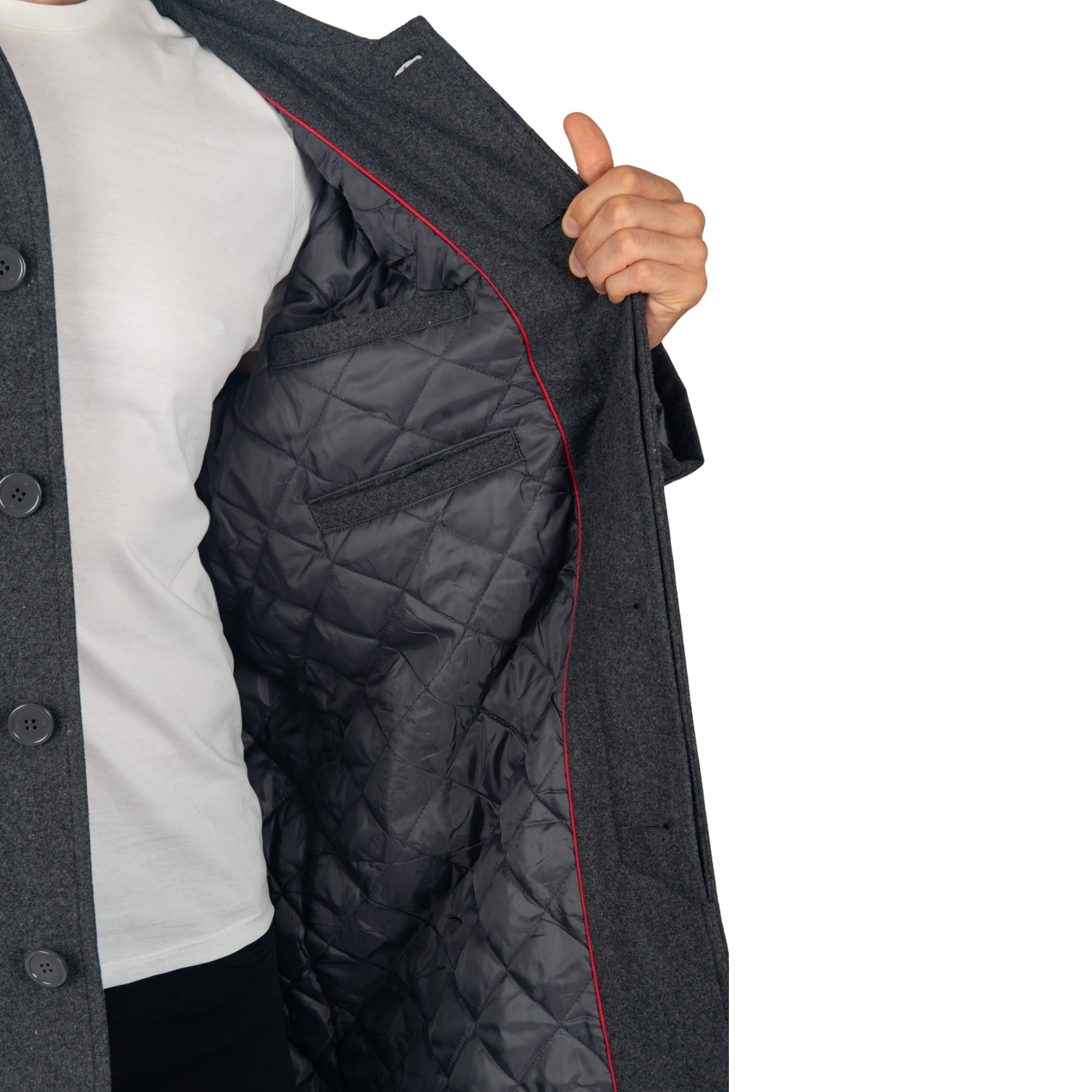 ジャケット・アウター zac Alpine Swiss Mens Zach Long Winter Overcoat, Knee Length Wool