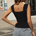thumbnail image 4 of Camiseta sin mangas con cuello en V para mujer Camisas sin mangas de verano ajustadas de color puro con cordón fruncido, 4 of 6