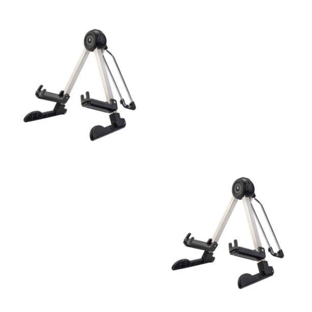Yuarrent Soporte para guitarra de piso Soporte plegable universal A-Frame Bajo Cuerda Instrumento Estante Estable Ligero Violines Ukulele Negro 2piezas