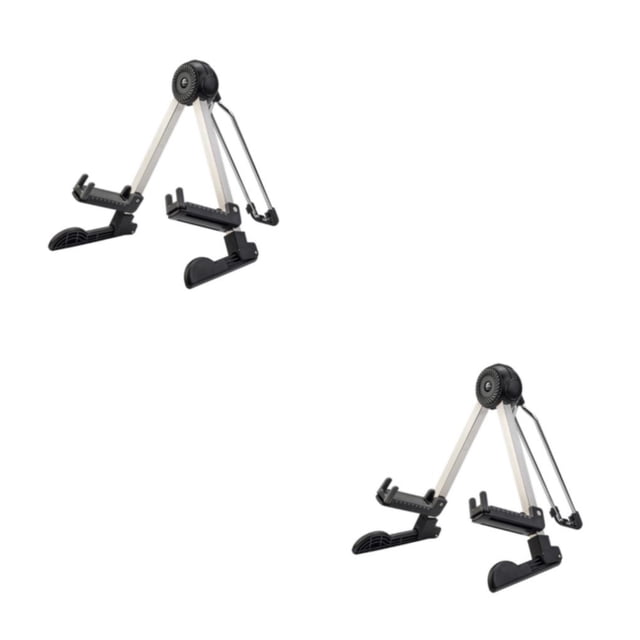 Yuarrent Soporte para guitarra de piso Soporte plegable universal A-Frame Bajo Cuerda Instrumento Estante Estable Ligero Violines Ukulele Negro 2piezas