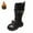 Black, variant on Girls Lace Up Riding Boots Mid Calf Combat Boots PU Leather Side Zipper Punk Goth Boot Black 4-5 Years