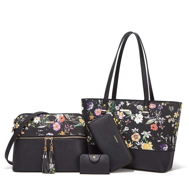 Bolsos de mano de cuero sintético a la moda para mujer, bolso de hombro, bolso con asa superior, conjunto de 4 Uds.