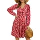 thumbnail image 2 of UVN Vestidos de Otoño para Mujer, Vestido Midi de Manga Larga con Cuello en V y Corte a, Vestido Veraniego con Estampado Floral de Playa Boho, 2 of 7