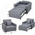 thumbnail image 3 of Convertible Recliner, Modern 3-in-1 Multifunctional Folding Sofa Chair with Adjustable Backrest, Linen Upholstered Sofa Bed Sleeper Chair with Square Armrest and Legs, Light Gray, 3 of 7