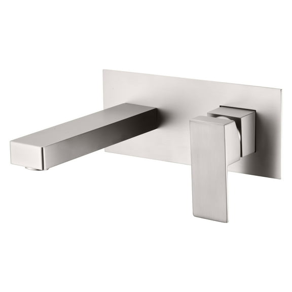 Wall Mount Bathroom Sink Faucet Brushed Nickel Basin Faucet with Rough-in Valve Sumerain