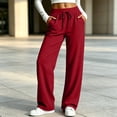thumbnail image 4 of Ozmmyan Womens Wide Leg Sweatpants High Elastic Waisted Drawstring Loose Casual Pants with Pockets Comfy Lounge Trousers for Fall, 4 of 8