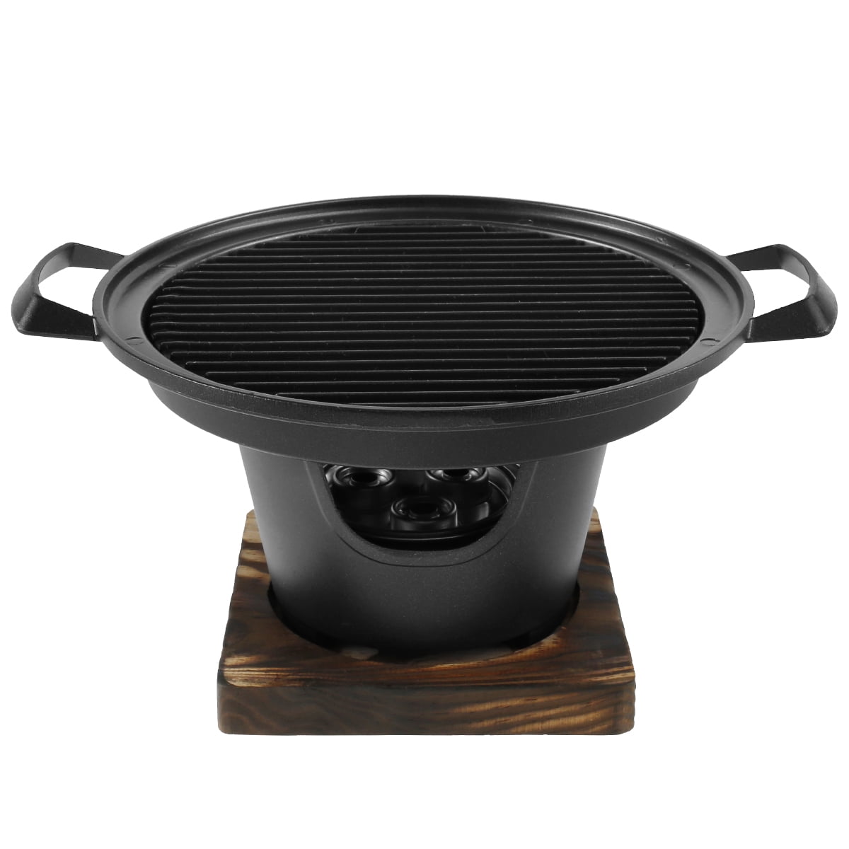 Dragon Design and Holder Hibachi Set with Cast Iron Grill Cast Iron Base 