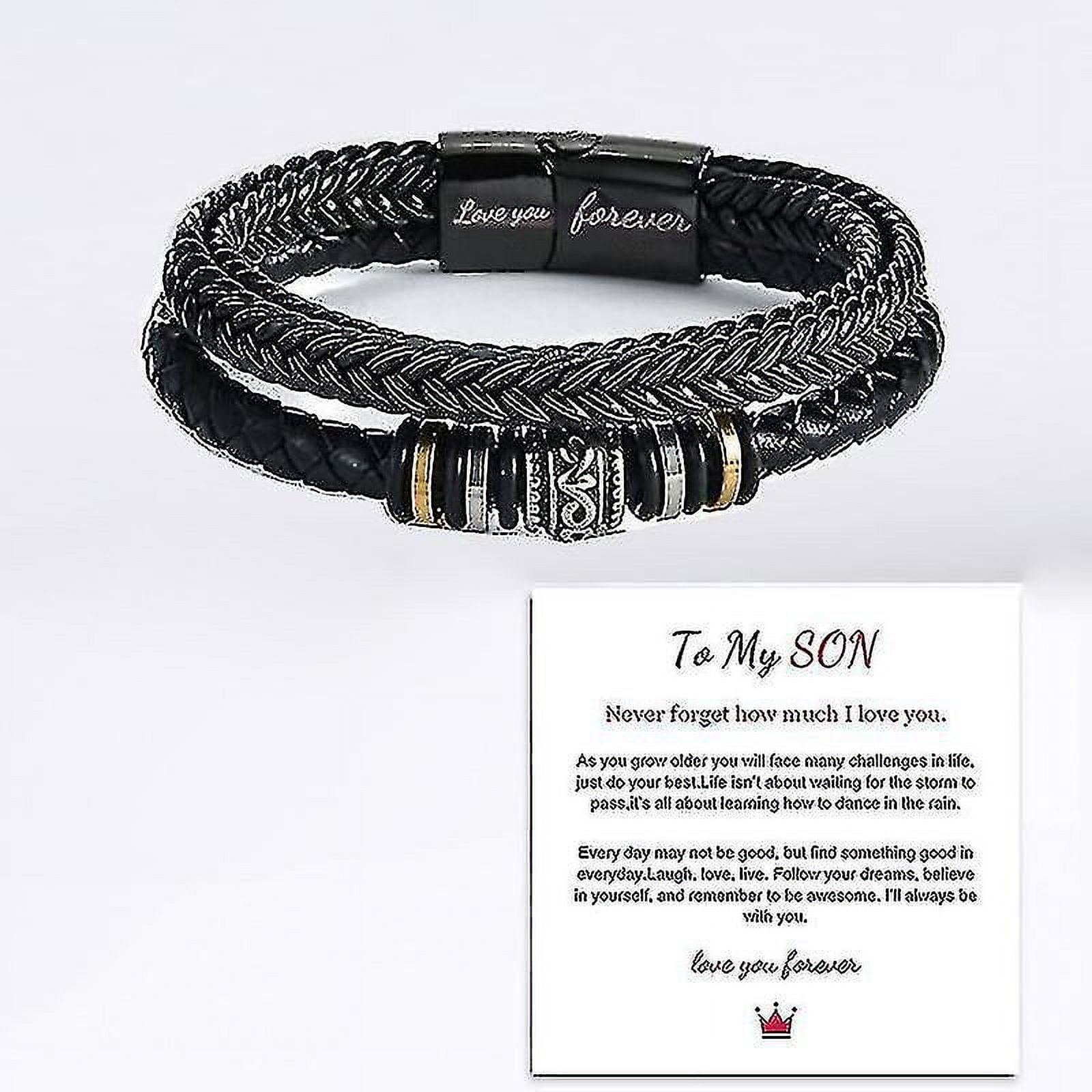 To My Son Love You Forever Bracelet Braided Leather Bracelet For Men Stainless Steel Personalized Engraved Bracelet Walmart