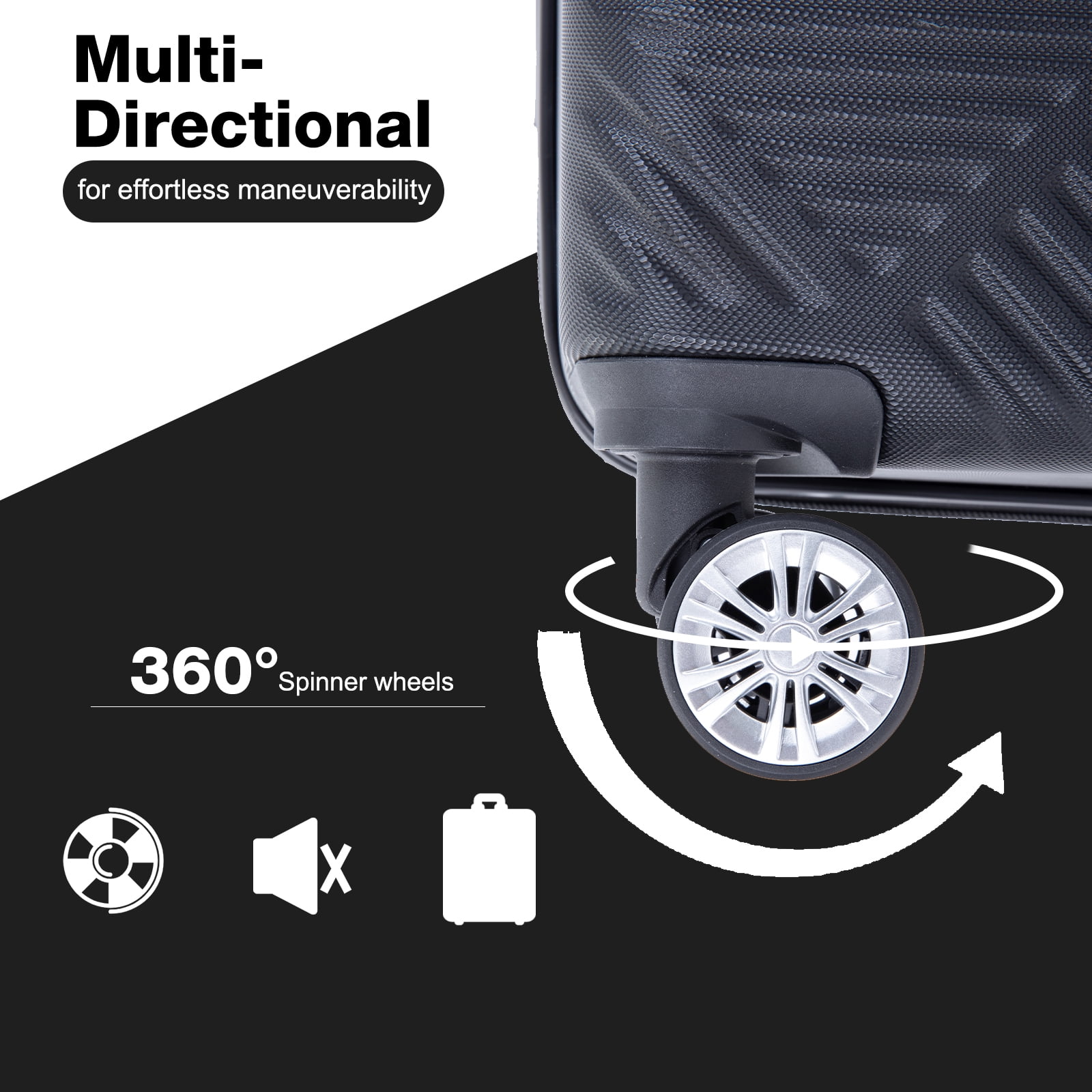Tripcomp Luggage Sets 4 Piece Suitcase Set (14/20/24/28)Hardside Suitcase with Spinner Wheels Lightweight Carry on Luggage(Black)