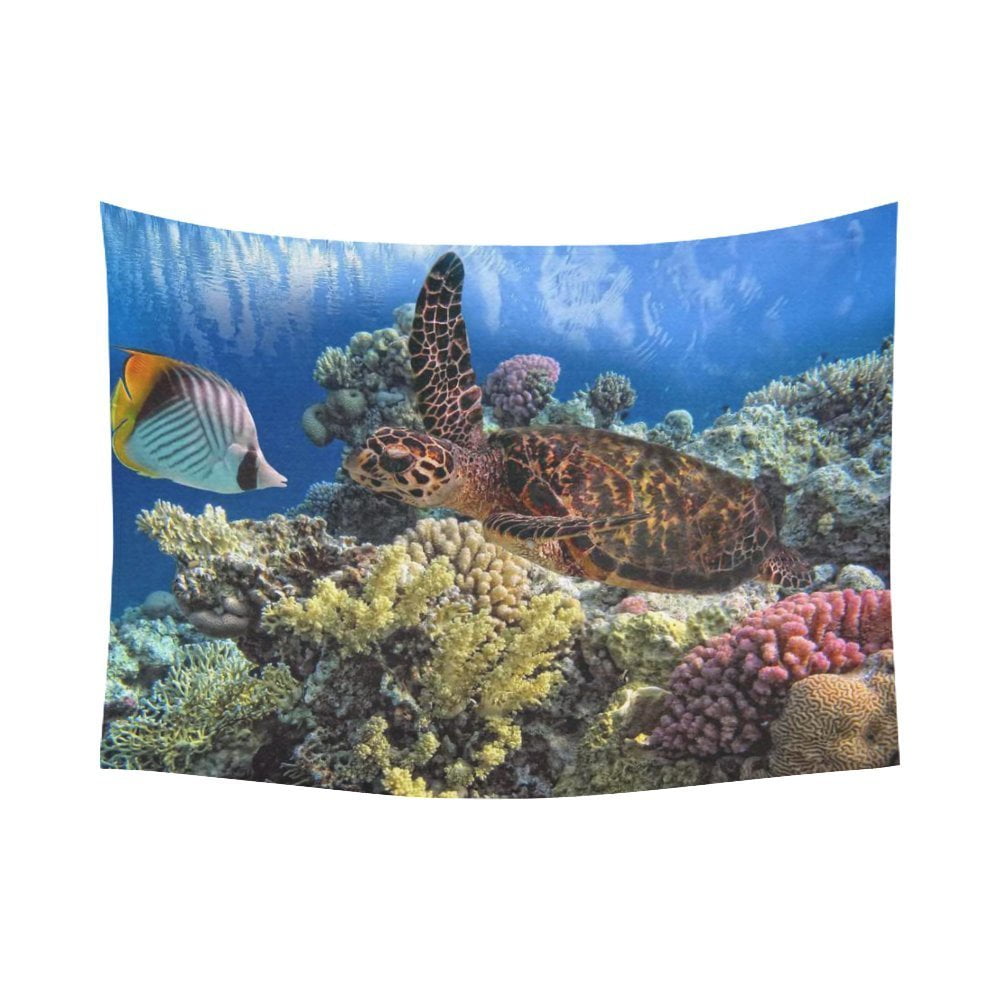 PHFZK Ocean Animal Wall Art Home Decor, Underwater World Sea Turtle