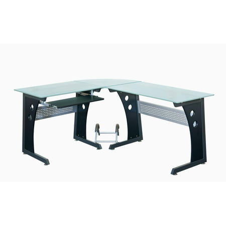 Techni Mobili L Shaped Frosted Glass Computer Desk In Techni Mobili Graphite Frosted Glass L Shaped Computer Desk