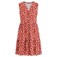 thumbnail image 4 of cocolona Womens Summer Boho Floral Dresses Button V Neck Sleeveless Mini Dress Vacation Beach Tiered Flowy Sundress, 4 of 7