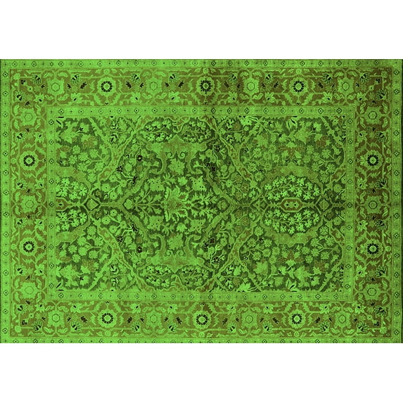 Ahgly Company Indoor Rectangle Oriental Green Industrial Area Rugs, 8' x 10'