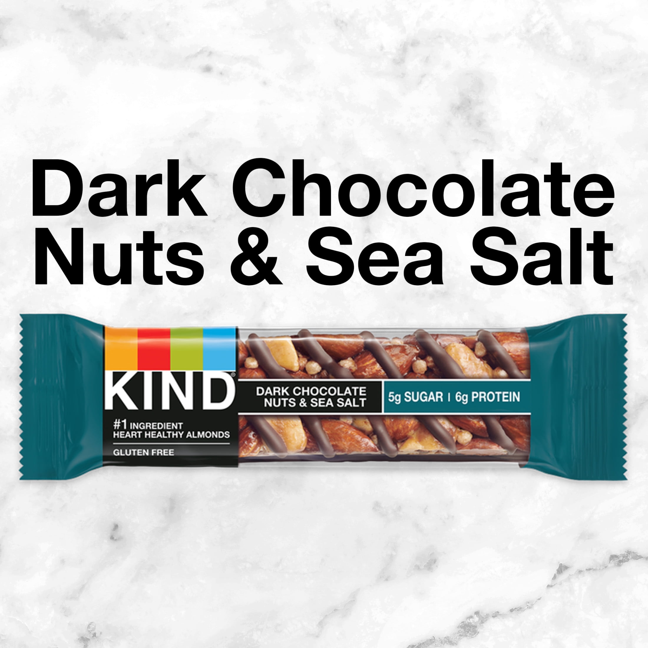 (6 pack) KIND Gluten Free Dark Chocolate Nuts & Sea Salt Snack Bars, 1.4 oz, 6 Count Box