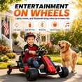thumbnail image 3 of Conchico 12V Electric Drift Go Kart for Kids, Powered Ride on Toy Car with Rear Swivel Wheels, Water Spray Function, Cup Holder for Boys Girls Ages 3-8, Red, 3 of 10