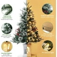 thumbnail image 6 of 2 Pack 3FT Artificial Snow Flocked Christmas Tree with Snowman Base and 78 LED Lights, 8 Lighting Modes, Timer Function – Battery Operated Mini Xmas Pine Tree for Home Decorations, 6 of 7