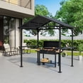 thumbnail image 3 of ALAULM 8'x 5' Hardtop Grill Gazebo, Outdoor BBQ Metal Roof Canopy with 2 Metal Side Shelves & 5 Tool Hooks for Patio, Garden, Backyard, Poolside (Black), 3 of 10
