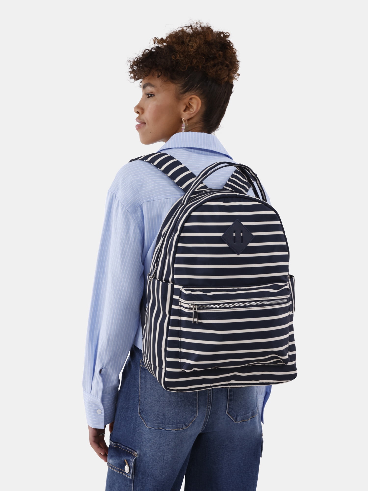 No Boundaries Women's Dome Backpack, Navy Stripe