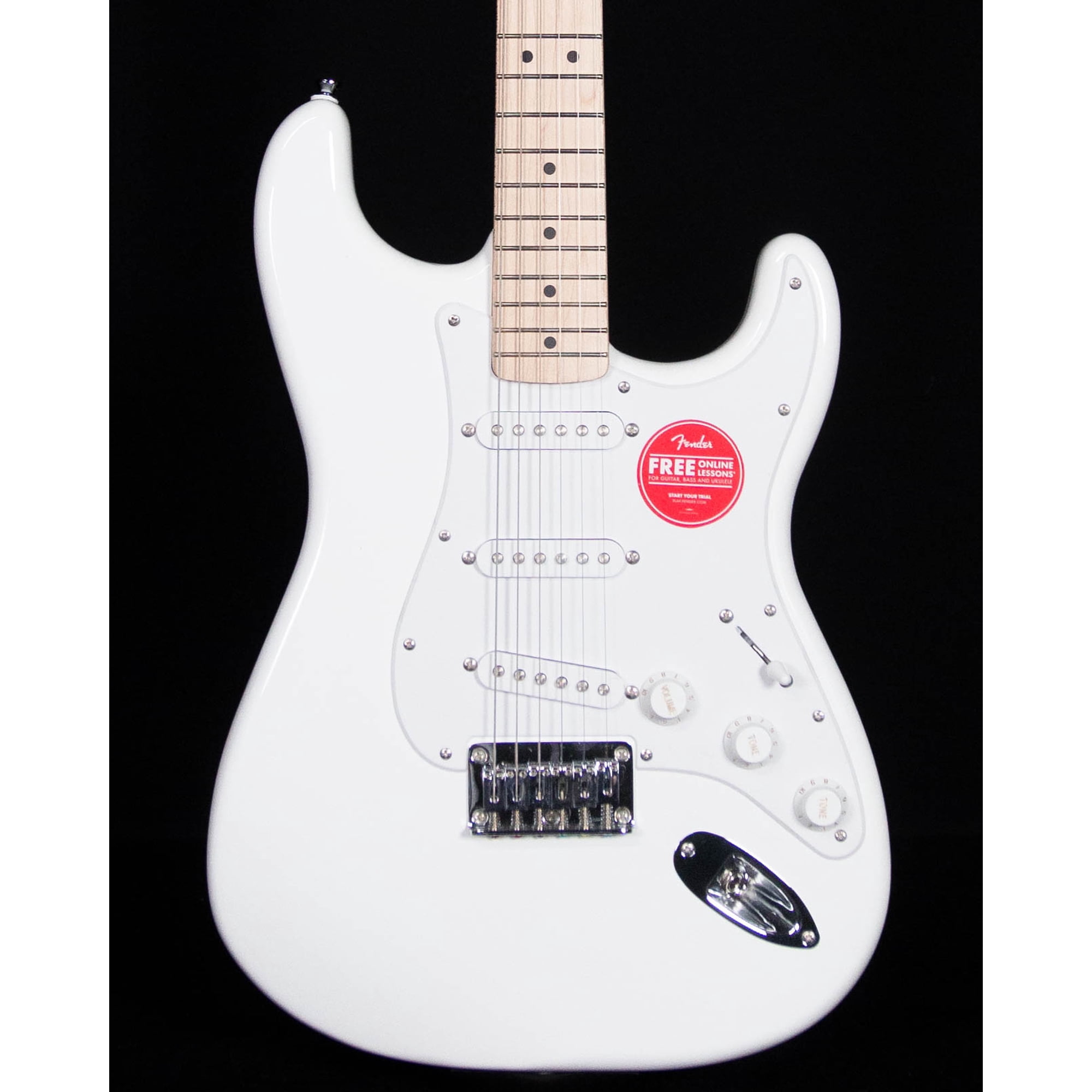 Squire Sonic Stratocaster HT Electric Guitar, Arctic White, Maple Fingerboard, White Pickguard