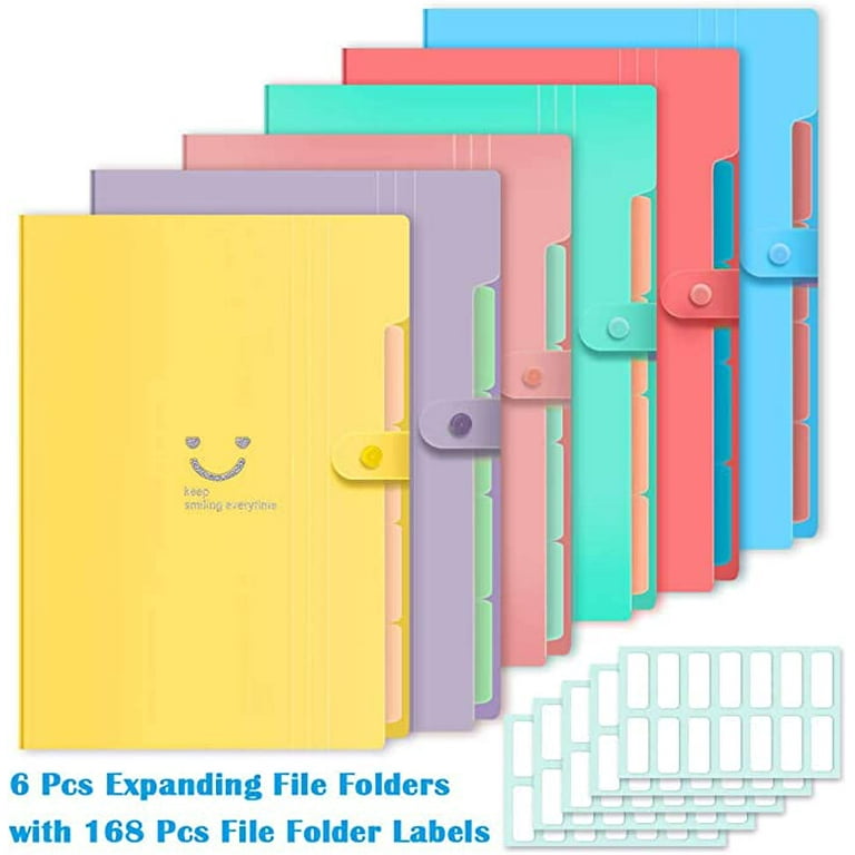6 Pcs Expanding File Folder with 5 Pockets Organizer Plastic ...