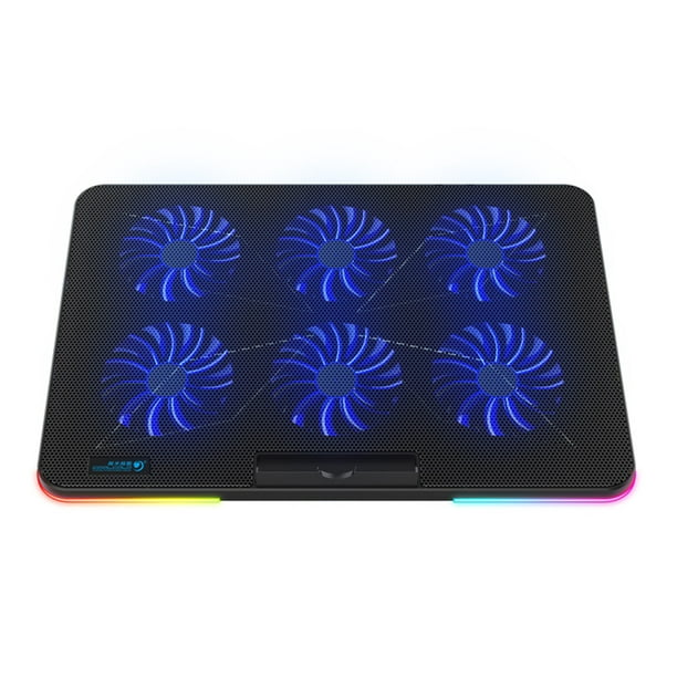 COOLCOLD F5 RGB Laptop Cooler 6-fan Laptop Cooling Stand Mute Design with RGB Light Effect 7-level Adjustable Height 2 U