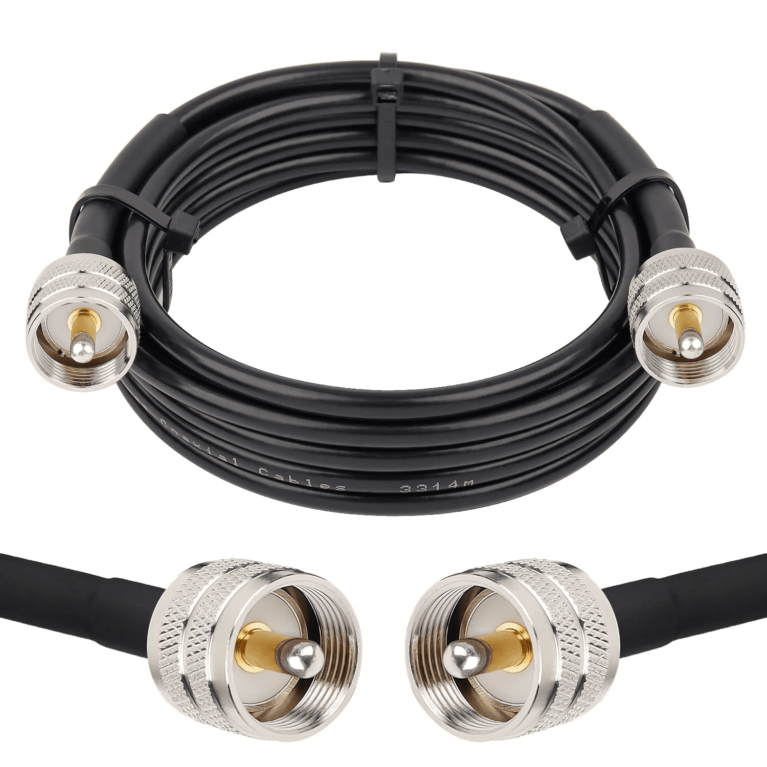 MOOKEERF CB Coax Cable 10FT, RG58 PL259 CB Coaxial Cable UHF Male to