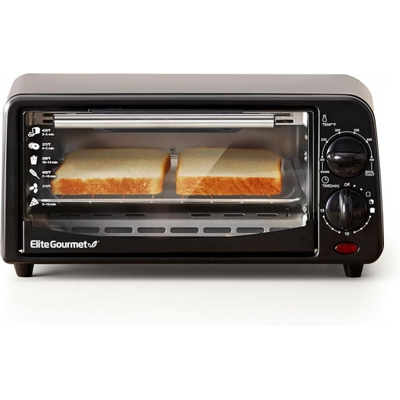 Visualz ETO236 Personal Compact 2 Slice Countertop Toaster Oven with 15 Minute Timer & Adjustable Temperature, Bake, Broil, & Toast, Black