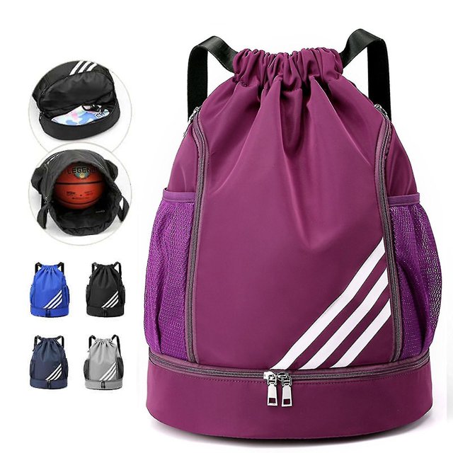 Waterproof Drawstring Backpack Sports Gym Bag With Shoes Compartment, Waterproof Draw String Back Bag For Men Women