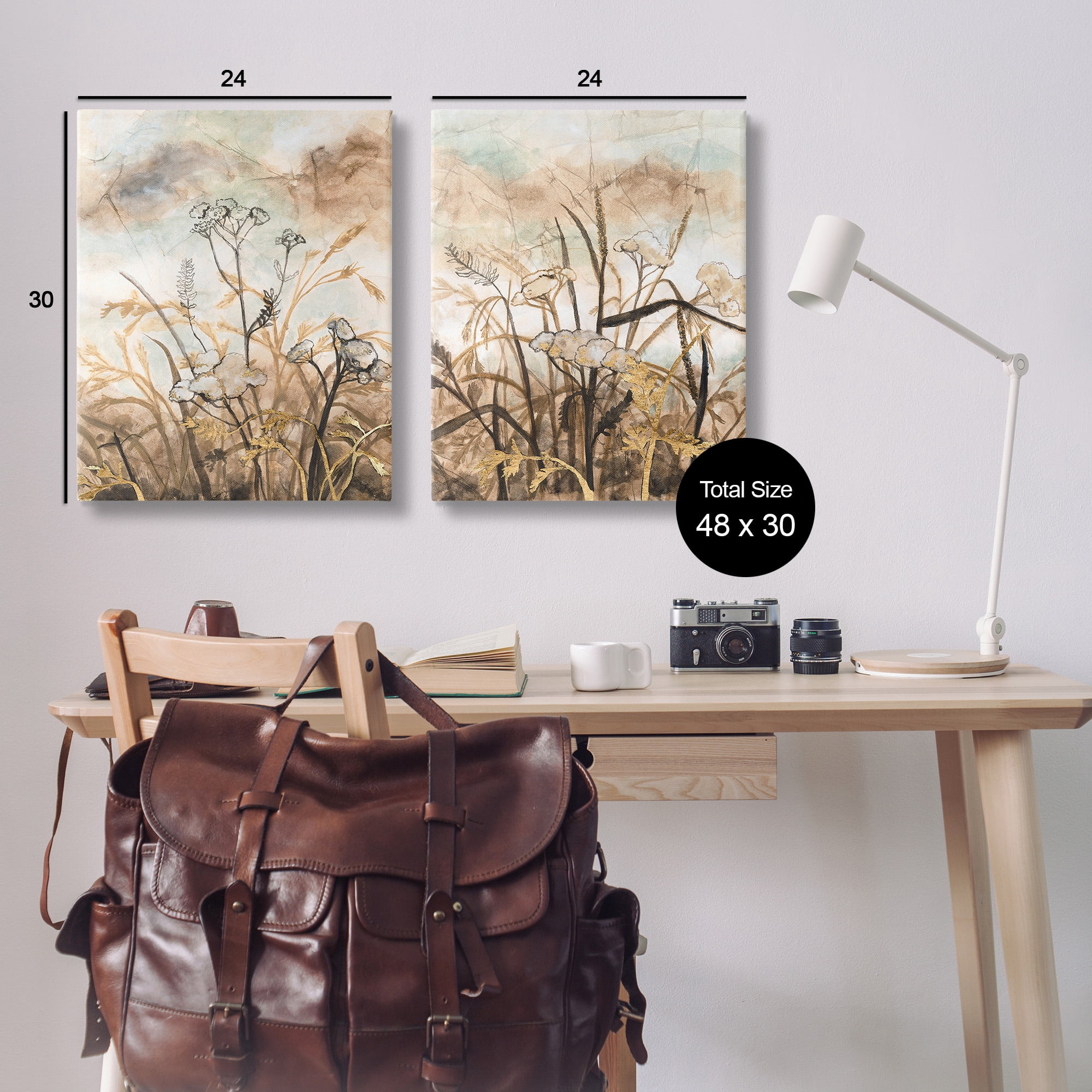 Stupell Industries Abstract Nature Outlines Landscape Painting Gallery Wrapped Canvas Art Print Wall Art, 24 x 30, Set of 2