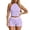 Light Purple, variant on OOOUM Women Eyelet Halter Crop Tank Set Hollow Out Drawstring Shorts Two Piece Outfit Ladies Summer Casual Vacation Tracksuit White M